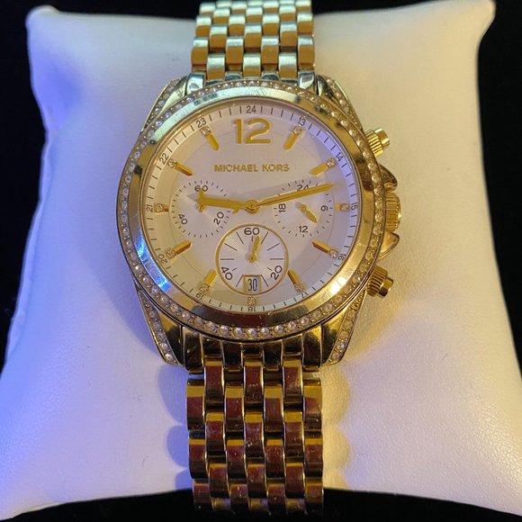 - MICHAEL KORS Pressley Chronograph White Dial Gold-tone Ladies Watch - Picture 1 of 4